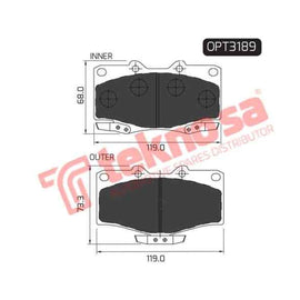Brake Pad Toyota Hilux 98 ( Front ) (SET LH & RH Wheel) Brake Pads Optima