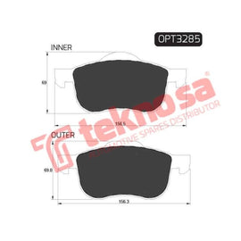 Brake Pad Volvo V40 98 ( Front ) (SET LH & RH Wheel) Brake Pads Optima