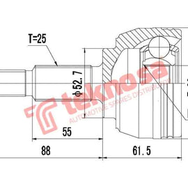 Cv Joint Outer Renault Captur,Fluence,Grand Scenic,Megane 1.9Dci,2.0I 2002> CV Joint Teknosa