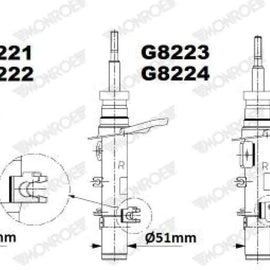 Shock Front Left Peugeot 208 2012> (MONROE)(G8222) Monroe